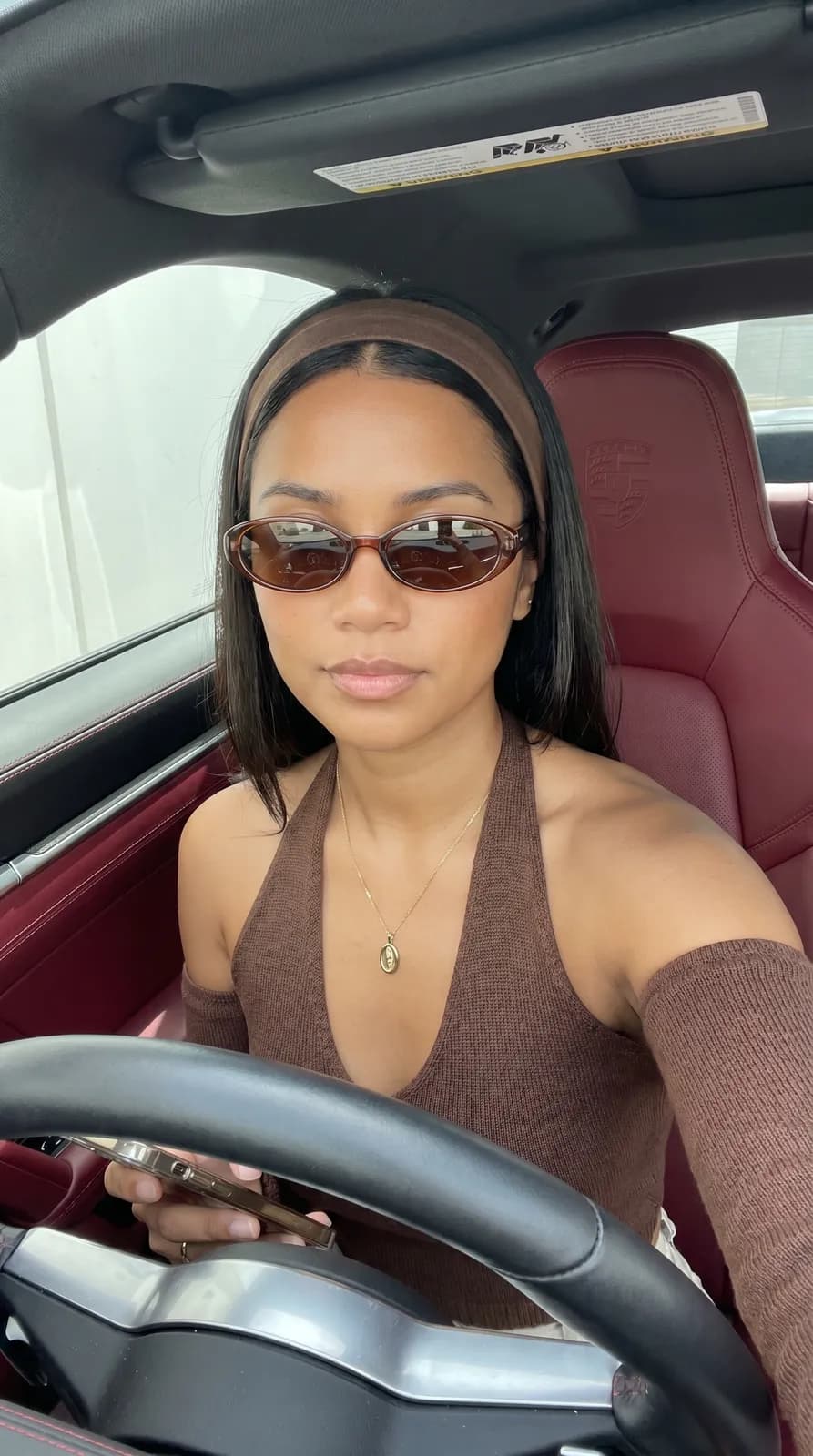 Burgundy Porsche Luxe Selfie